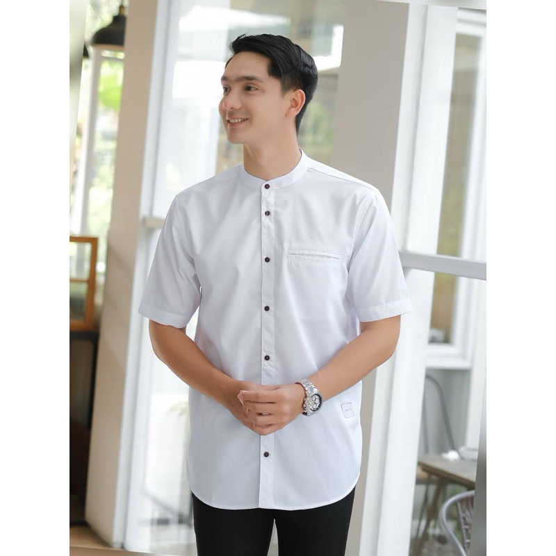 BAJU KOKO MUSLIM Ghazi size M,L,XL,XXL KOKO MUSLIM POLOS , KOKO HITAM XXL, BAJU MUSLIM PRIA MODERN ,