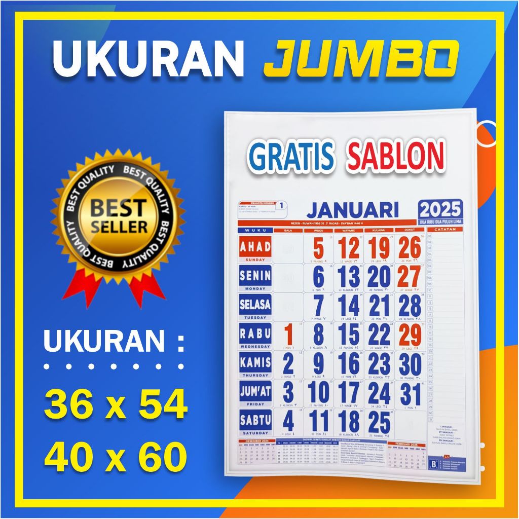 

KALENDER 2025 SABLON CUSTOM UKURAN JUMBO 40X60