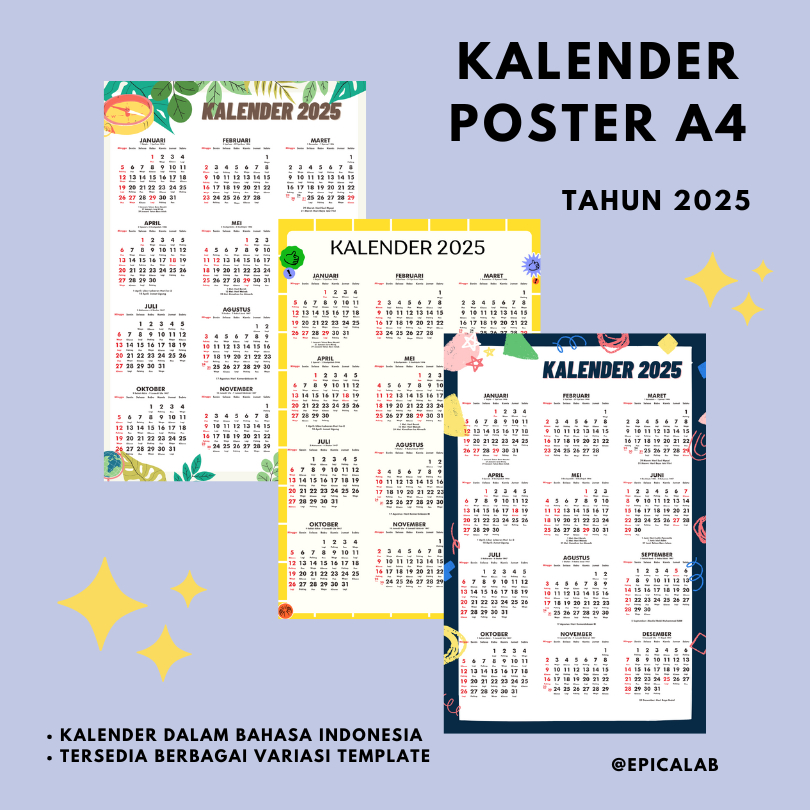 

[A4] Kalender Poster - Kalender 2025 12 bulanan
