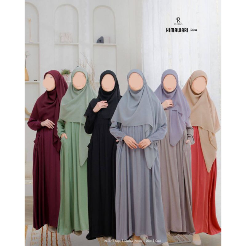 Himawari Dress by Rubiya Aeera baju gamis wanita dewasa size M, L, XL Rayon Twill Uniqlo