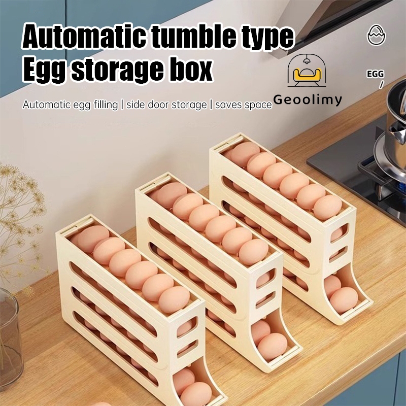Kotak Penyimpanan Telur Gulung Berguling Empat Lapis Alat Penggulung Telur Tipe Geser Kotak Penyimpa