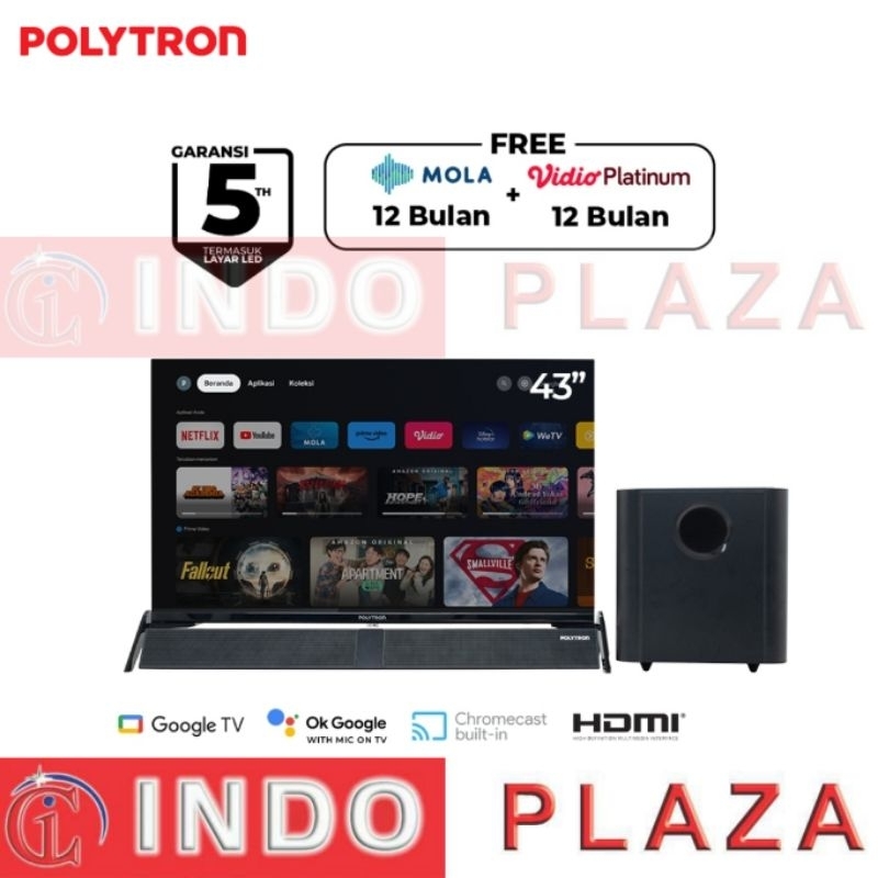 TV POLYTRON 43 INCH GOOGLE TV SOUNDBAR PLD-43BG9058 (KHUSUS MEDAN)