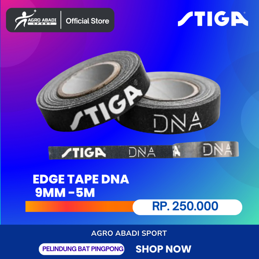 Side Tape Bet Pingpong Original - STIGA EDGE TAPE DNA BLACK 5m-9mm