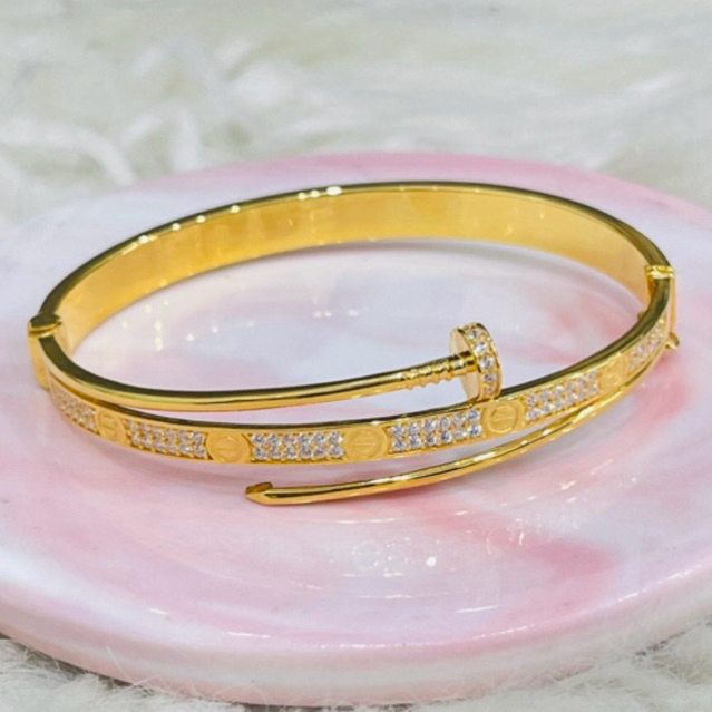 gelang bangle paku permata simple elegant emas asli kadar 700