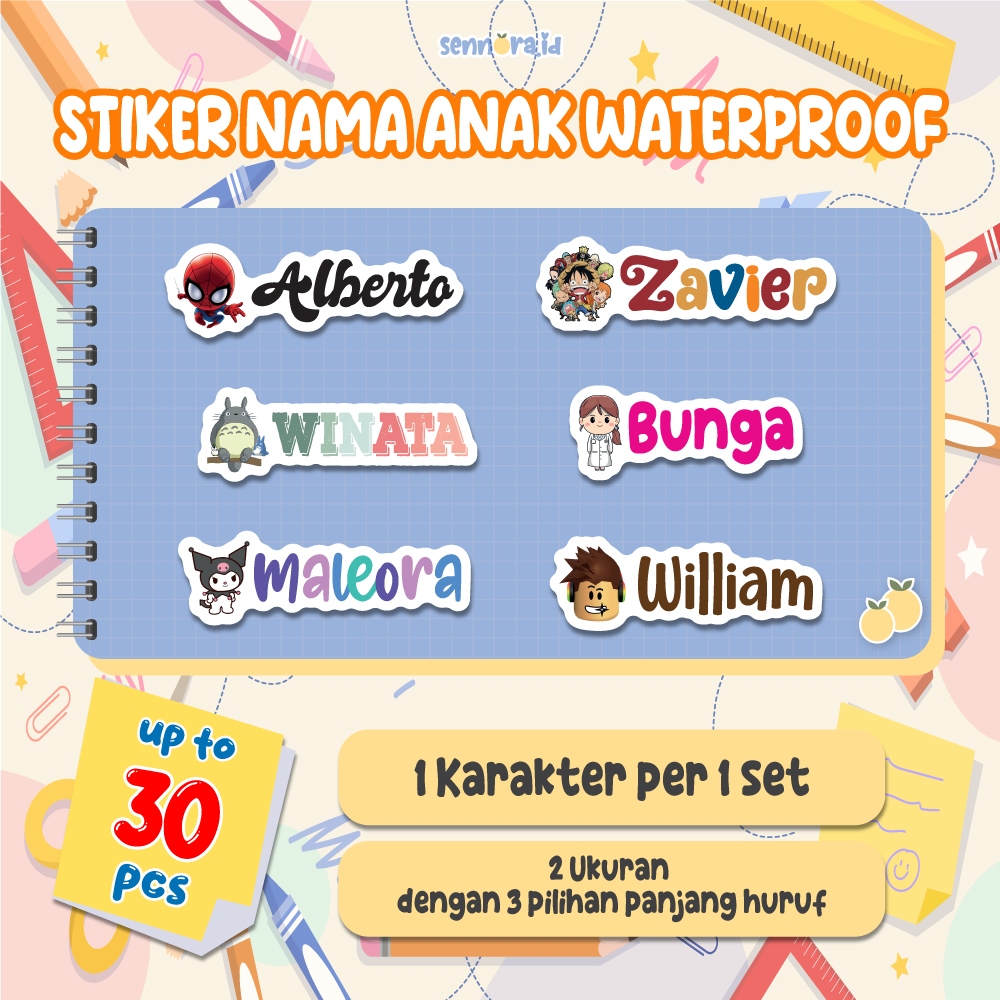 

SENNORA.ID Stiker Nama Label Custom Waterproof