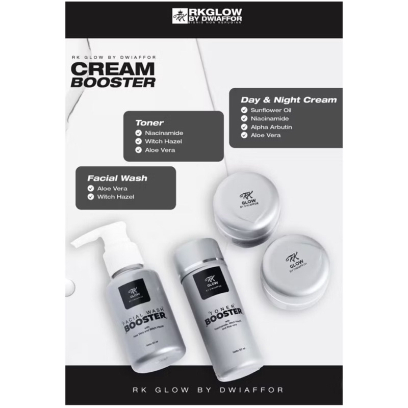 paket cream booster RK glow whitening acne flek