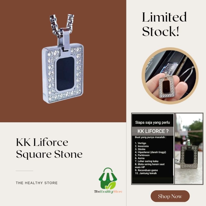 KK Liforce Kalung Kesehatan Square Stone – Anti Radiasi, Energi Skalar Original USA