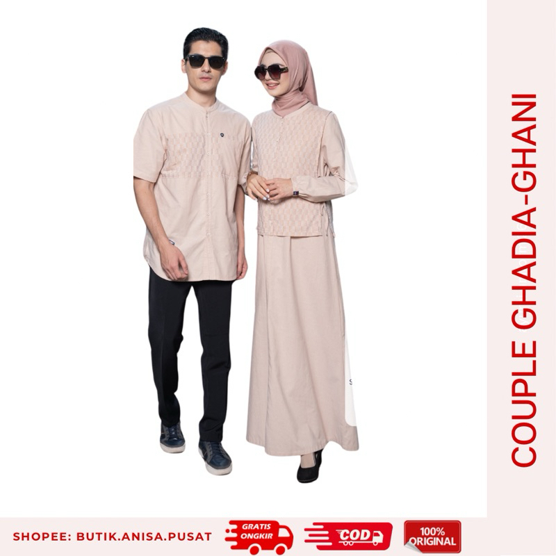COUPLE MUTIF GHADIA-GHANI SOFT PEACH Gamis Ghadia Koko Ghani