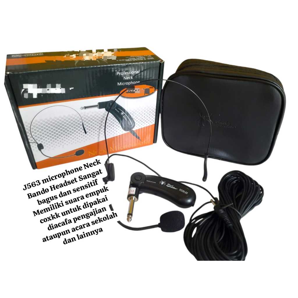J563 MIC PROFESIONAL NECK MICROPHONE MIK BANDO HEADSET MIK KARAOKE MEETING ACARA MC KABEL PANJANG PR