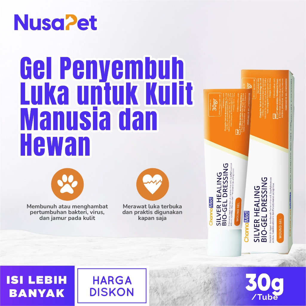 ChannaMed Bio Gel Silver Ion Obat Luka Kucing - Gel Luka Anjing - Salep Luka Kucing Serba Guna (30
