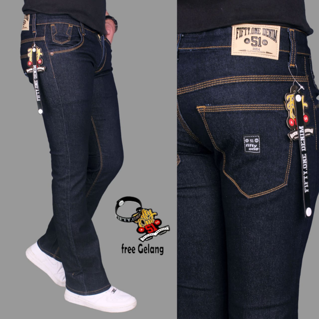 FIFTY ONE Terlaris Celana Panjang Jeans Cutbray Pria - Fiftyone Denim Jeans Murah Berkualitas - Cela