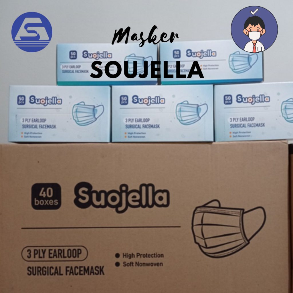 Soujella- Masker Non Medis 3ply- Surgical Mask 3ply- Kemenkes Soujella White