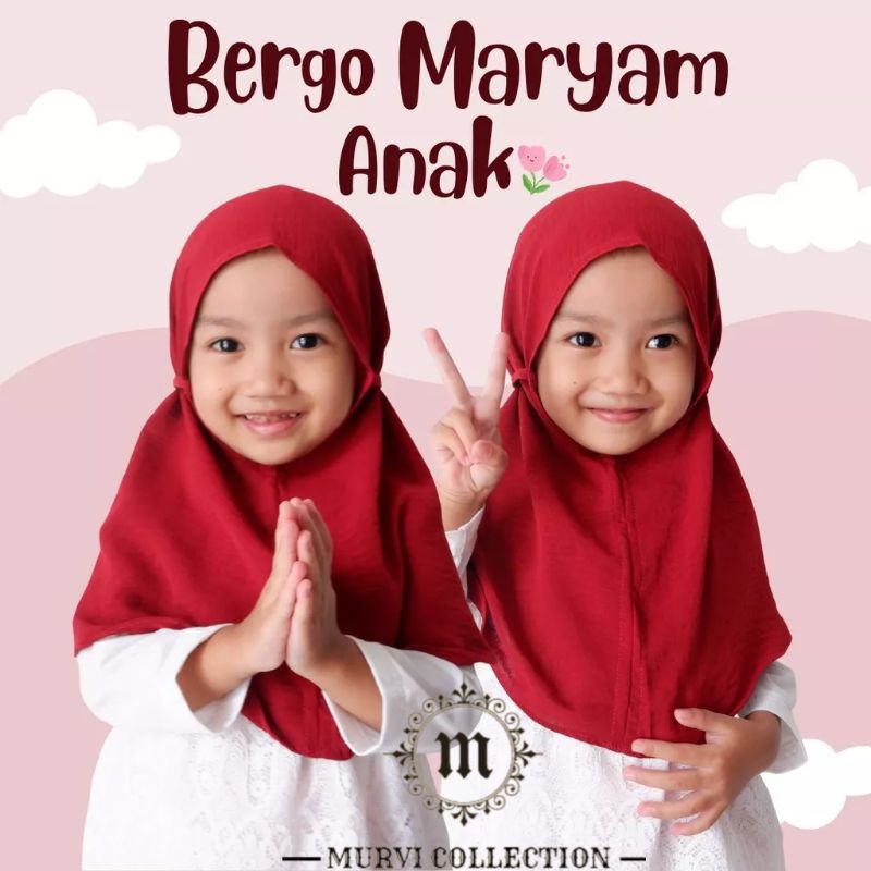 HIJAB BERGO MARYAM ANAK CRINKLE PREMIUM/JILBAB ANAK/KERUDUNG INSTAN ANAK /BERGO ANAK