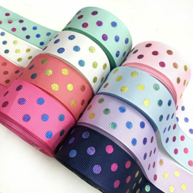 

1YARD - 2.5CM PITA MOTIF POLKADOT FOIL RAINBOW/PITA KADO/PITA HAMPERS
