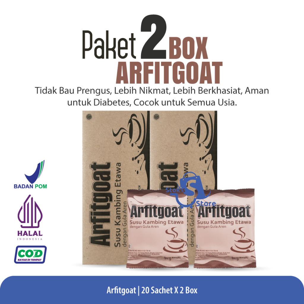 

Paket 2 BOX ARFITGOAT Susu Kambing Etawa Bubuk Plus Gula Aren Tinggi kalori BPOM