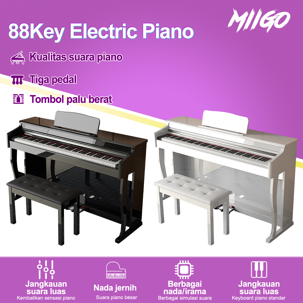 MIIGO- Piano Elektrik Profesional, Piano Elektrik Palu Berat 88keys, Piano Elektrik Latihan dan Ujia