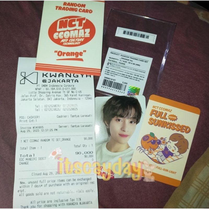 YANGYANG NCT CCOMAZ FULL SET 'ORANGE' OFFICIAL KWANGYA