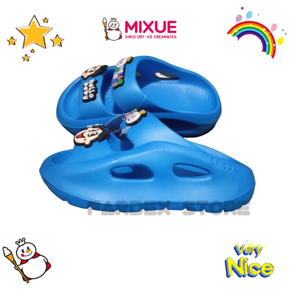Sandal Slip-On Anak Cowok 24-35 Sendal Selop Cowok Motif Mixue Sandal Gambar Timbul Sandal Bandua Mi