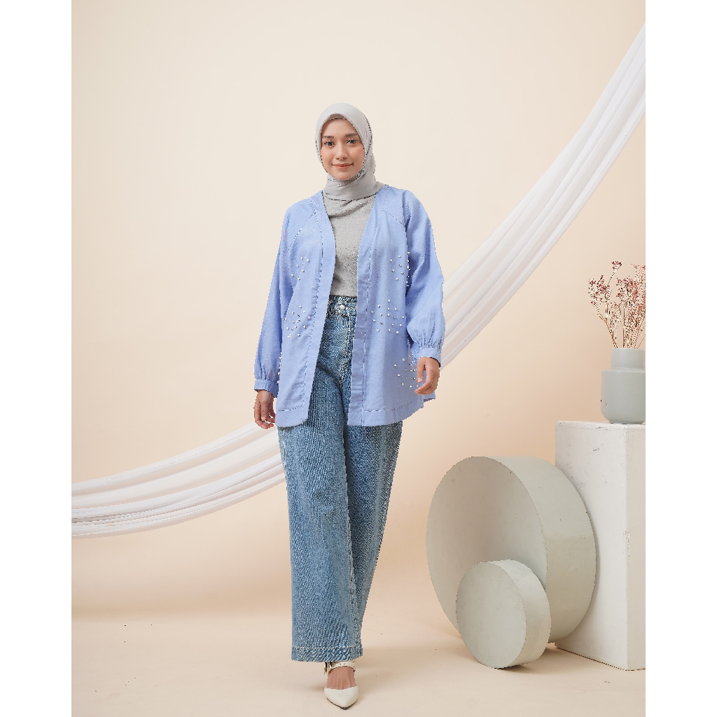 NARI Hijab Hyuna Outer Jaket Cardigan Panjang Jeans Atasan Wanita XL