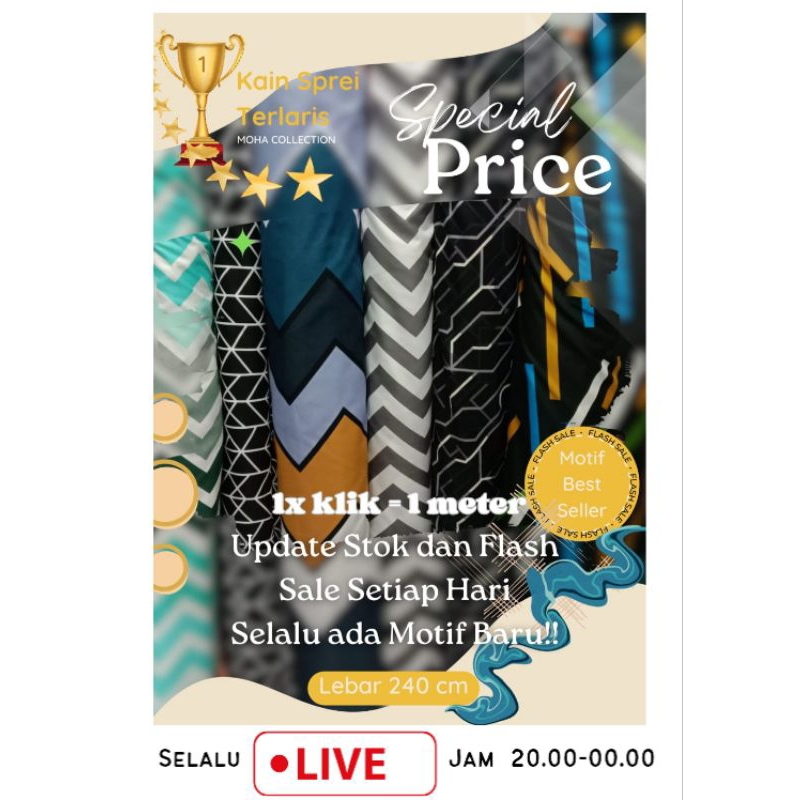 [ABSTRAK 1 METER] Grosir Kain Katun Disperse Polimikro Grade A Kain Sprei