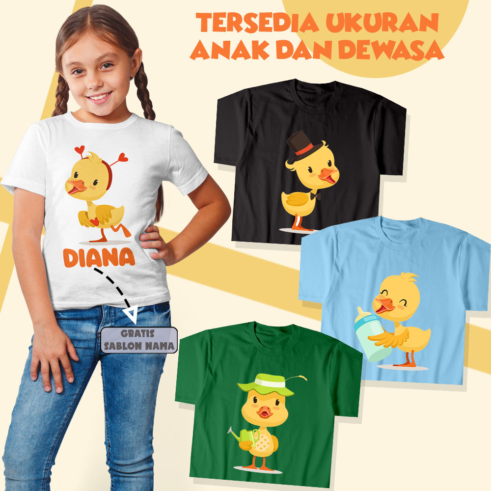 Baju Bebek Duck Anak dan Dewasa Kaos Couple Keluarga Motif Bebek