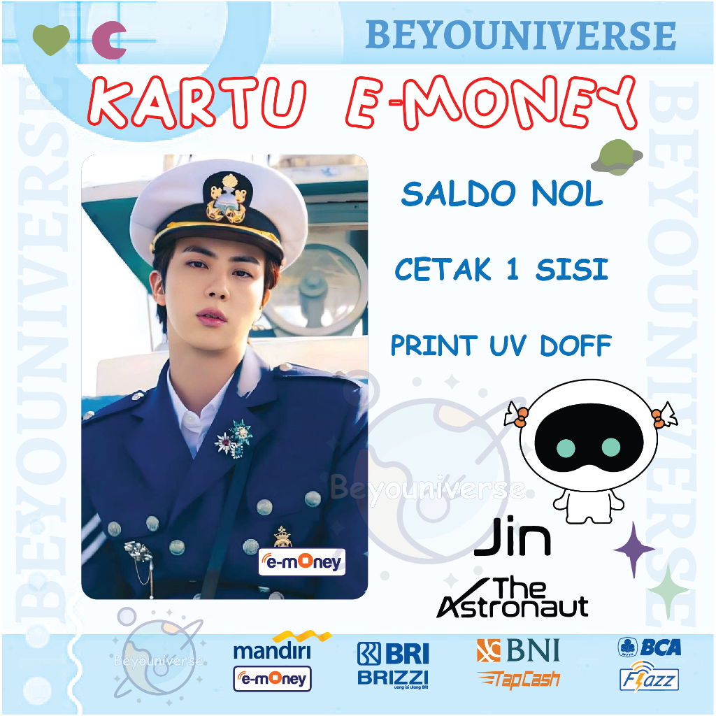 Emoney Etoll Custom JIN Foto Photobook LYS myself BTS Seokjin Mandiri E-money BCA Flazz E-toll BNI T