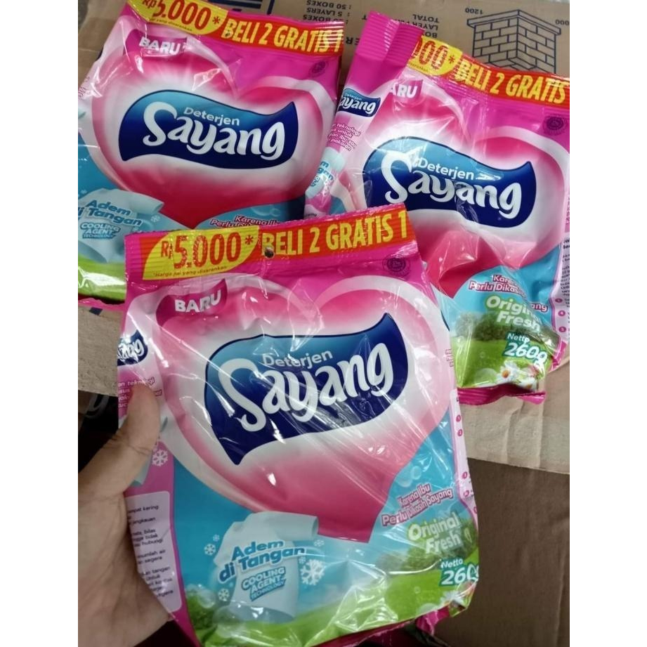 Detergen Sayang 260g Lebih Ekonomis PAKET 3 PCS DETERGENT BUBUK / POWDER SAYANG (260g PERKEMASAN) HARGA UNTUK 3PCS