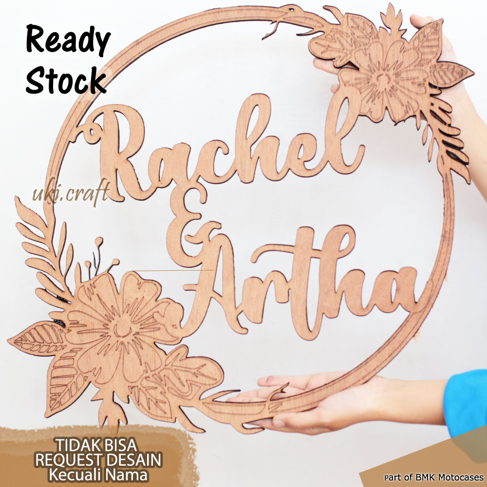 Backdrop Lingkaran Kayu Nama Dekorasi Wedding Lamaran Pernikahan Kamar Anak Custom Mdf Nama Tunangan