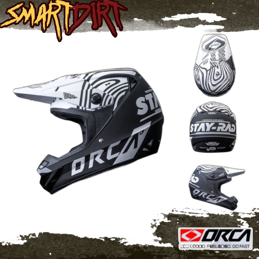 HELM MOTOR ORCA VORTEX BLACK WHITE HELMET ORCA VORTEX BLACK ORIGINAL