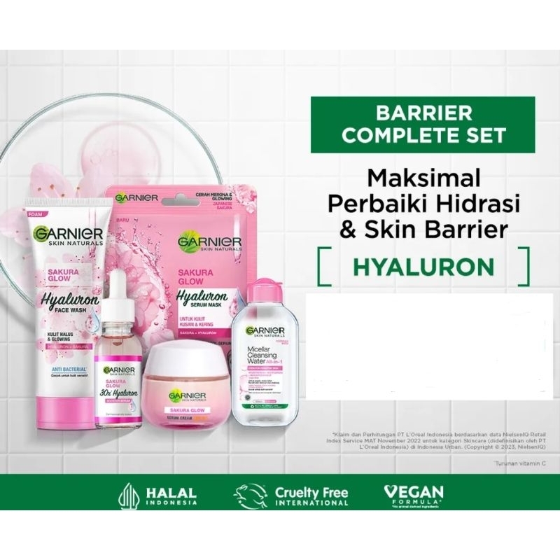 Garnier sakura glow 1 Set Putih Cerah Merona (kemasan terbaru)