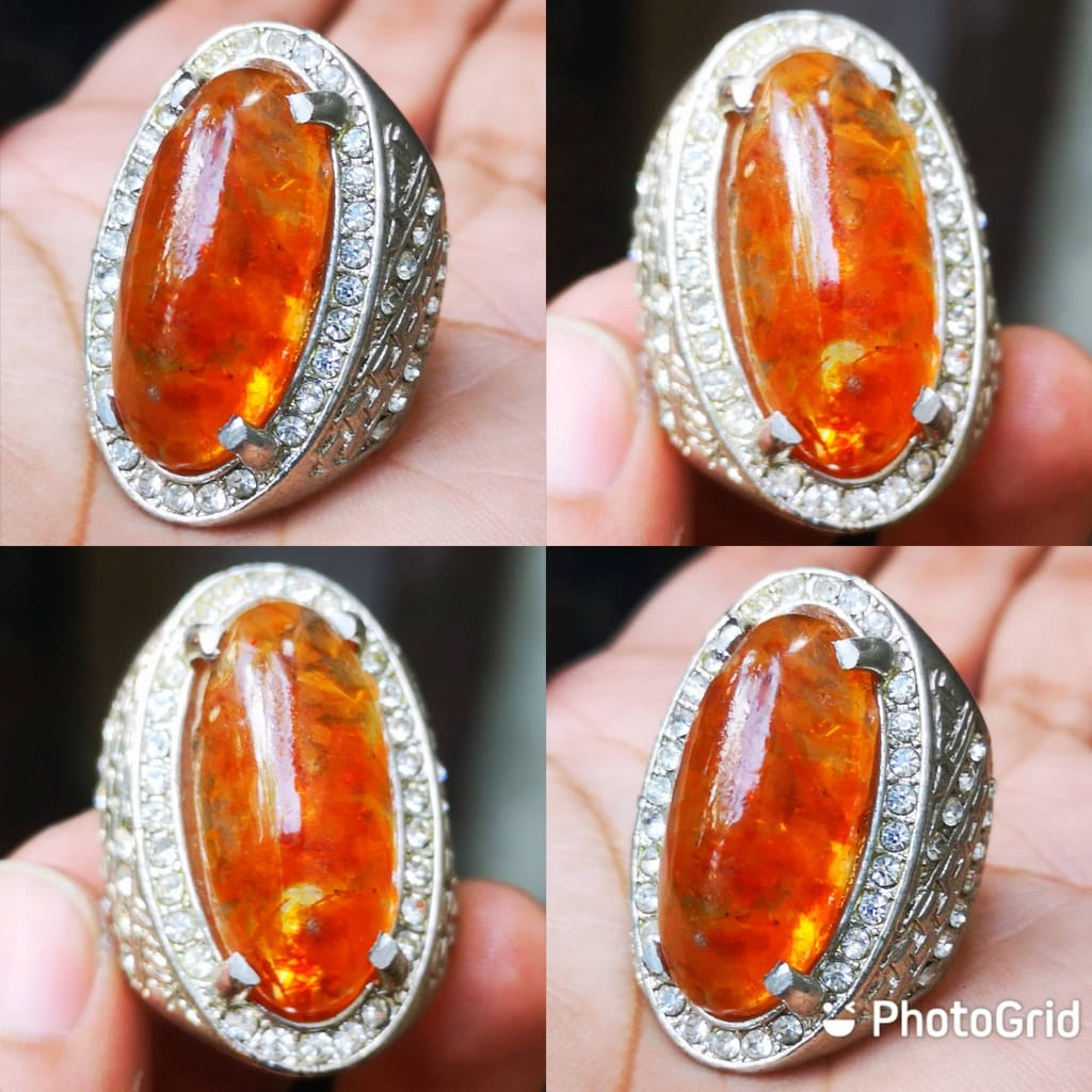 Cincin Batu Akik Getah Katilayu Kristal Model Pandan