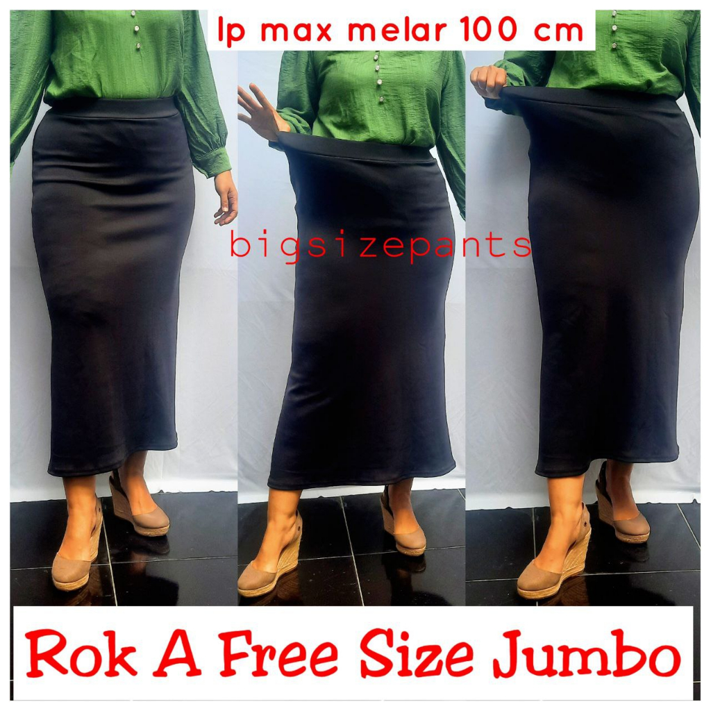 ROK PANJANG HITAM MODEL A POLOS JUMBO / ROK KANTOR / ROK KULIAH / ROK SIDANG / ROK HIJAB