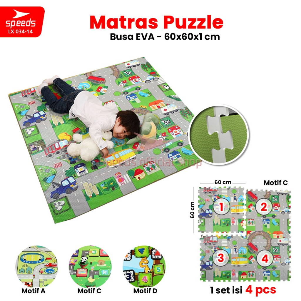 SPEEDS Matras Evamat 60x60cm Matras Puzzle Karpet Puzzle Matras Alas Lantai Evamat  Evamat Matras Perlindungan 034-14