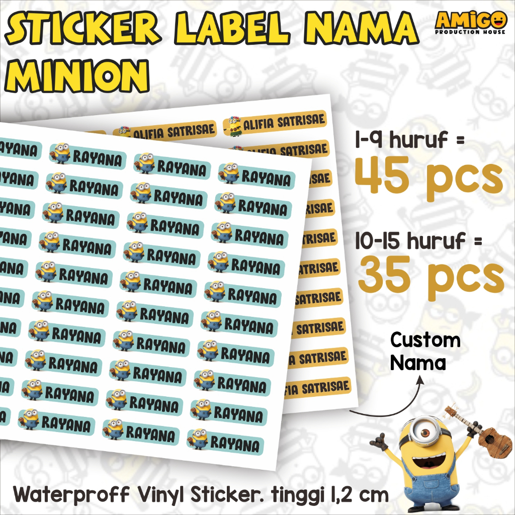 

Stiker Nama Minion Alat Tulis ATK Label nama Minion Stiker alat tulis tempat makan dll