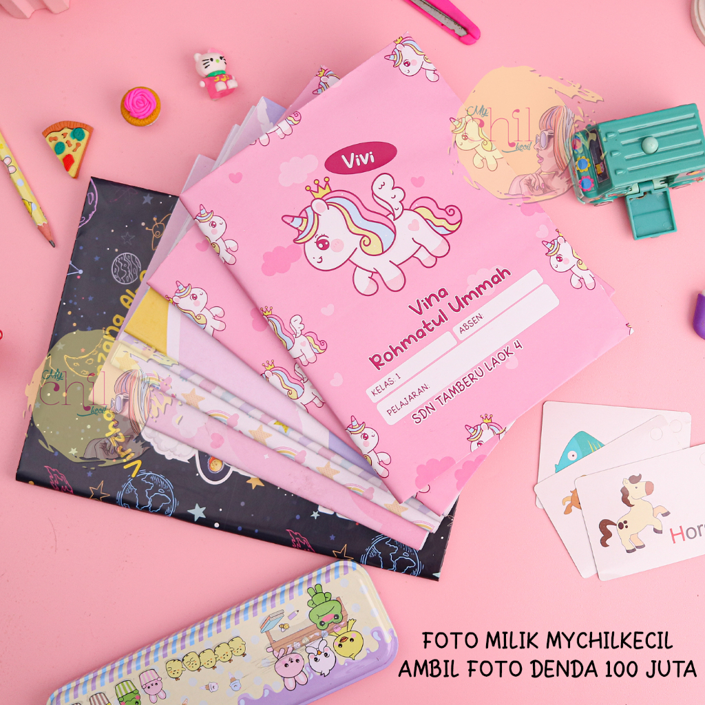

SAMPUL BUKU ISI 20 pcs CUSTOM (PART 1-50)/ COVER BUKU / UNICORN / LEGO / SPIDERMAN / POKEMON /