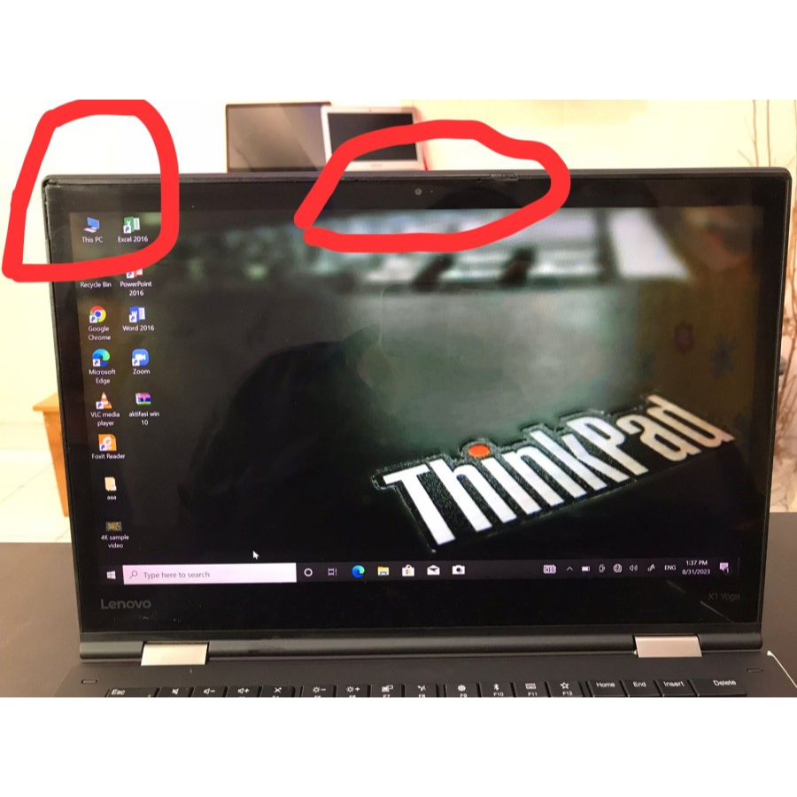 Laptop Lenovo Thinkpad X1 Yoga i7 gen 7 yang MINES layar pink dan karet frame ga muluss