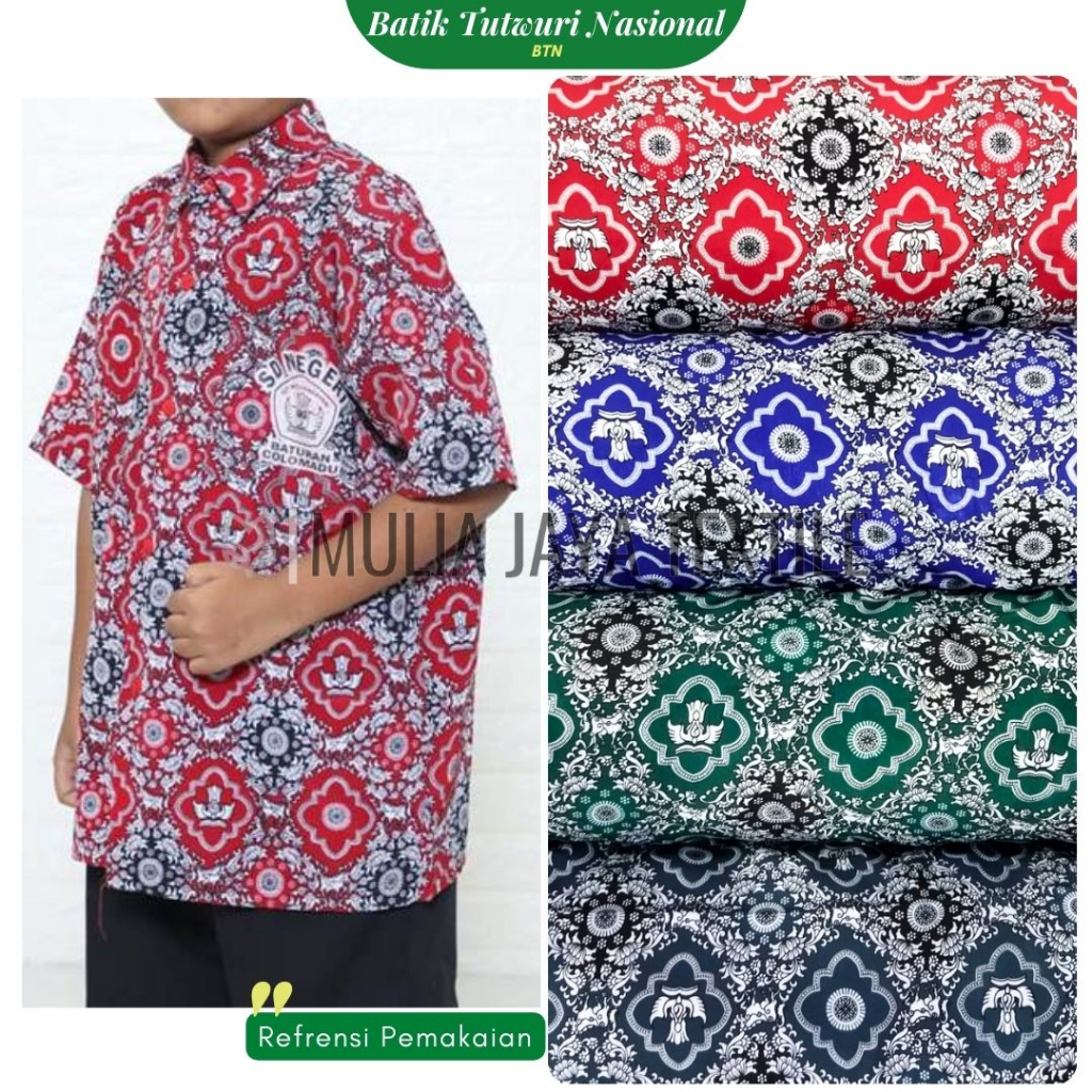 Kain Batik Seragam Tutwuri Handayani SD/SMP/SMA Bsy Premium Lembut Halus Murah Meteran BTN