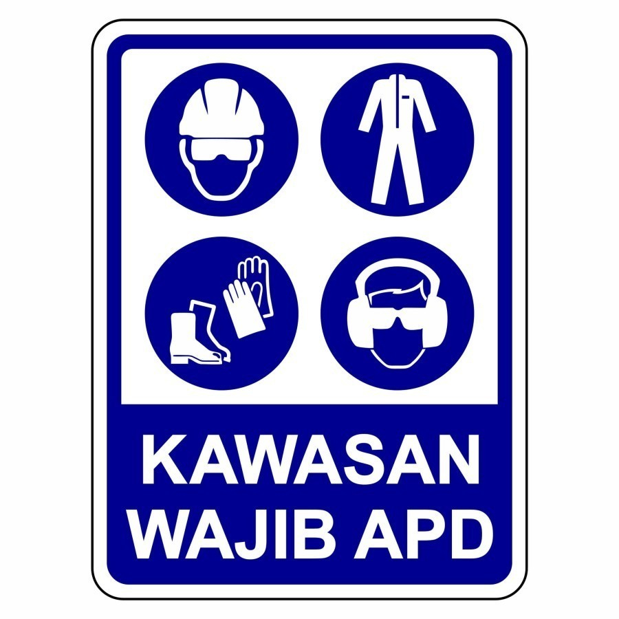 

Sign Stiker Kawasan Wajib APD Sticker Wajib Apd K3 Safety Ukuran 20x40cm