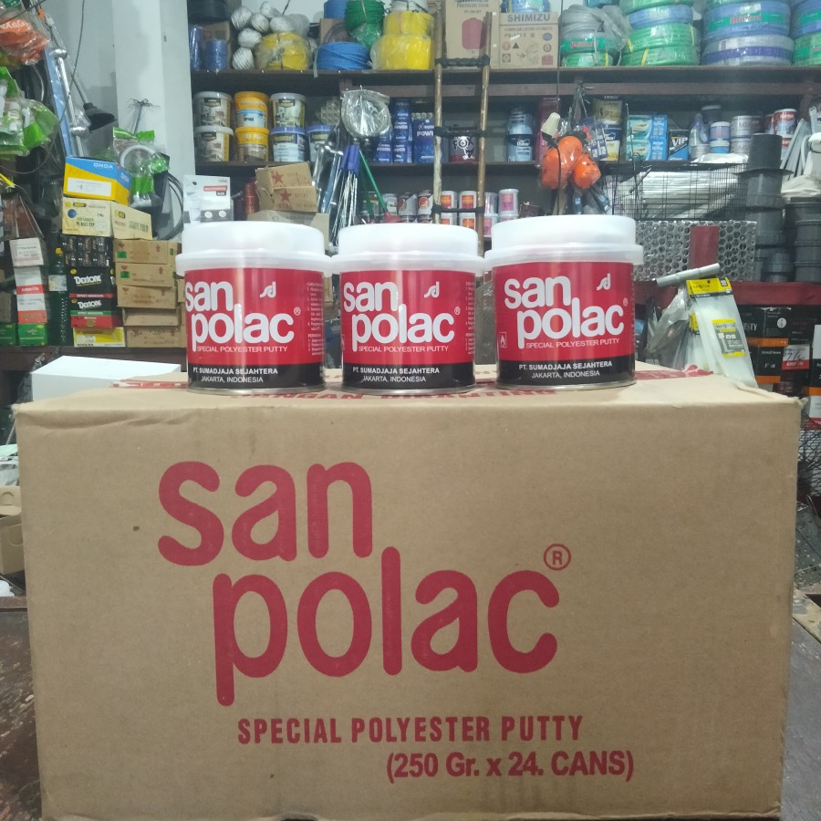 Sanpolac dempul Duco/besi/plastik 250 gram untuk mobil motor/besi kayu