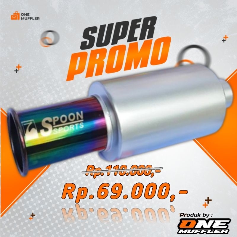 Knalpot Mobil Racing SPOON SPORT RAINBOW PELANGI Semi Stainless Muffler Ujung Variasi Tabung Kenalpo