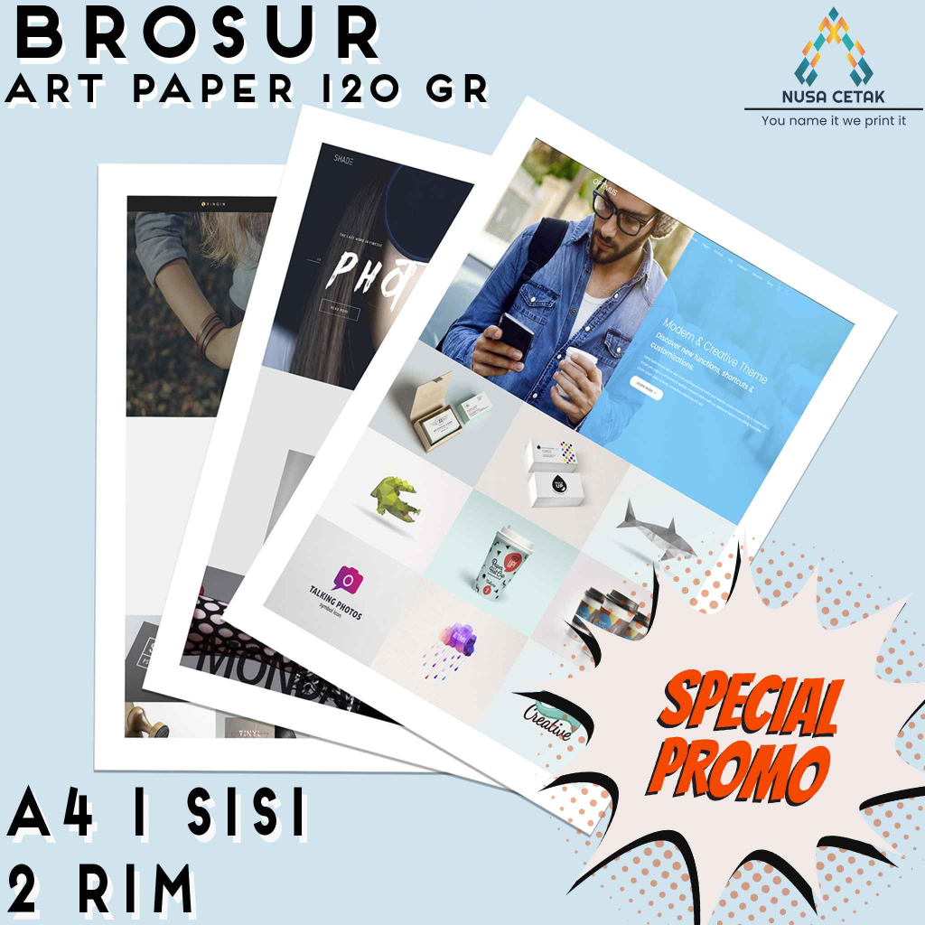 

Cetak Brosur A4 1 SISI 2 RIM (1000 lbr) - Art Paper 120gr Murah | PO 2 HARI