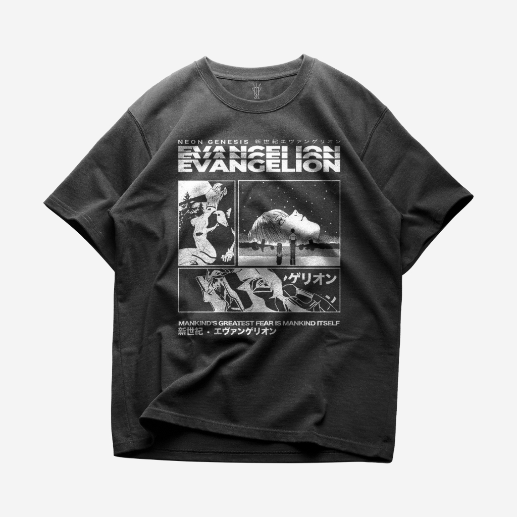 KAOS BAJU EVANGELION | ANIME| T-SHIRT OVERSIZE HITAM VINTAGE BOOTLEG | PRIA WANITA DEWASA ANAK 24S