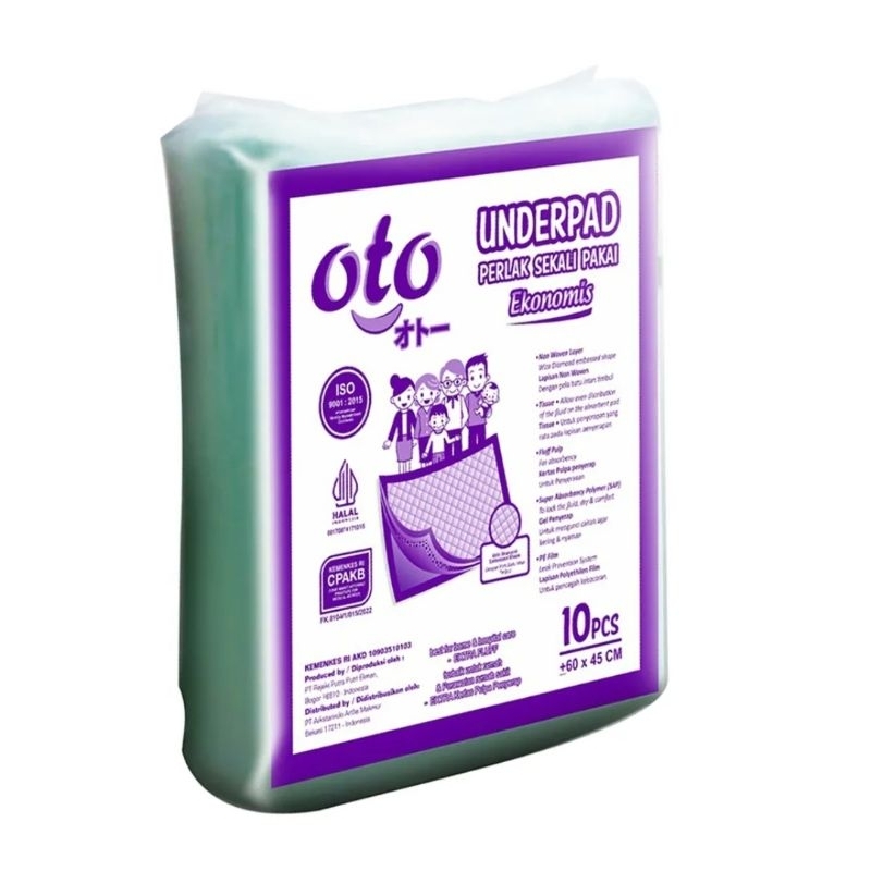 Oto Underpad Perlak Sekali Pakai Isi 10 pcs Size M 60 x 45 cm