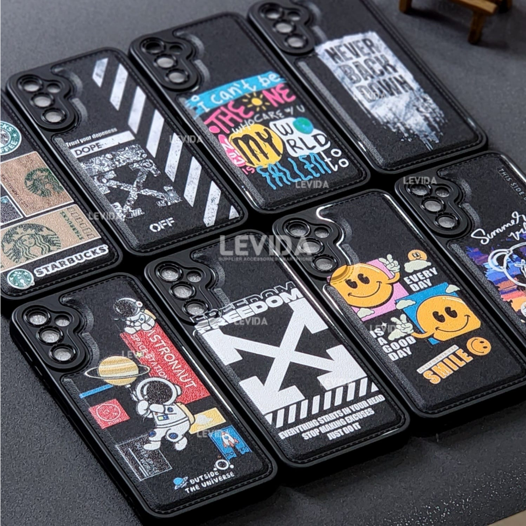 Oppo A79 5G Case Leather Pro Kamera Black LET-01 Case Gambar motif Oppo A79 5G