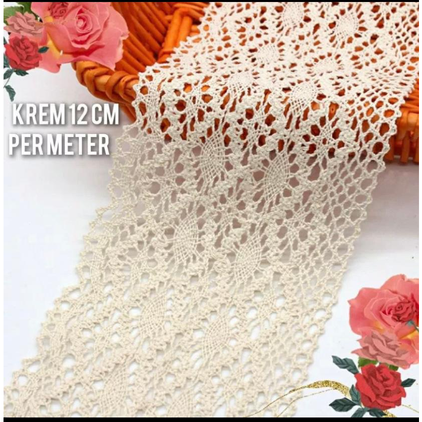 renda rajut/renda kait 2020 lebar 12cm (permeter)