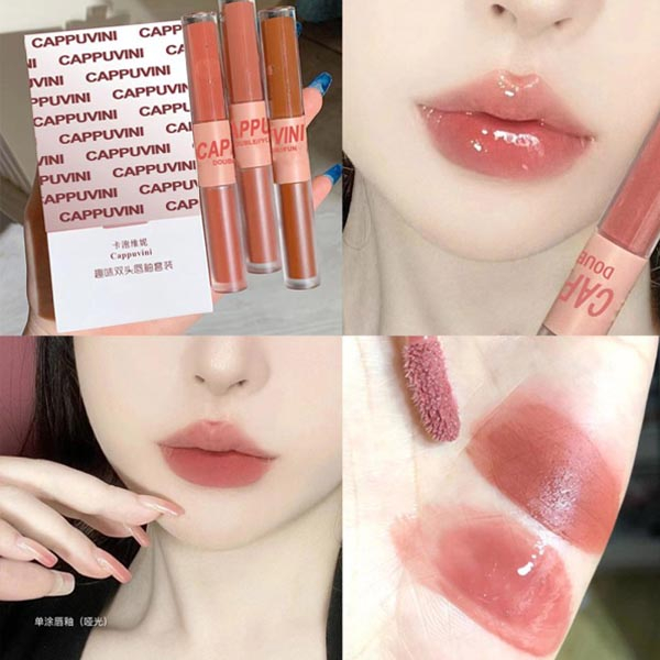 Cappuvini 2in1 Mud Lipstick Lip Cream Lip Gloss Liptint Balm dua sisi Matte Lipstick Glossy Lipstik Cappuvini ORIGINAL_Cerianti