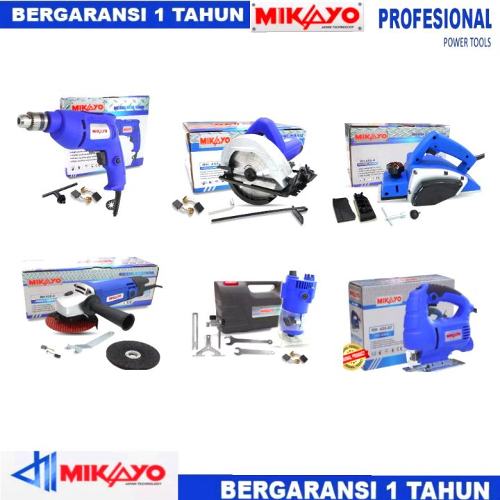PROMO PAKET TUKANG 6 ITEM  MESIN SERUT KAYU + CIRCULAR SAW + BOR 10MM VARIABLE + GERINDA 4 INCH + ME