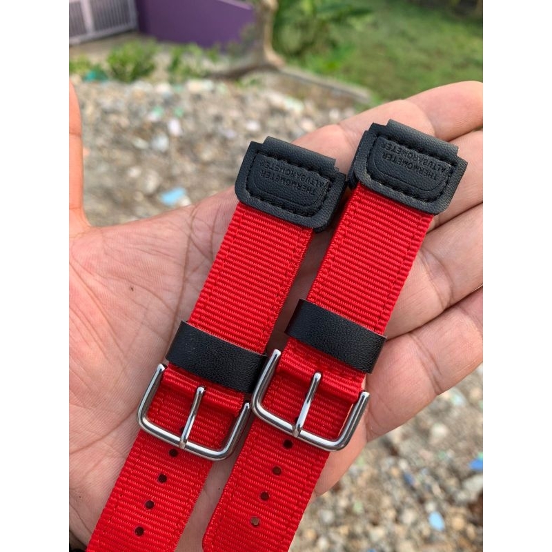 Strap tali jam tangan kanvas casio Gshock nylon Aftermarket Merah casio ae