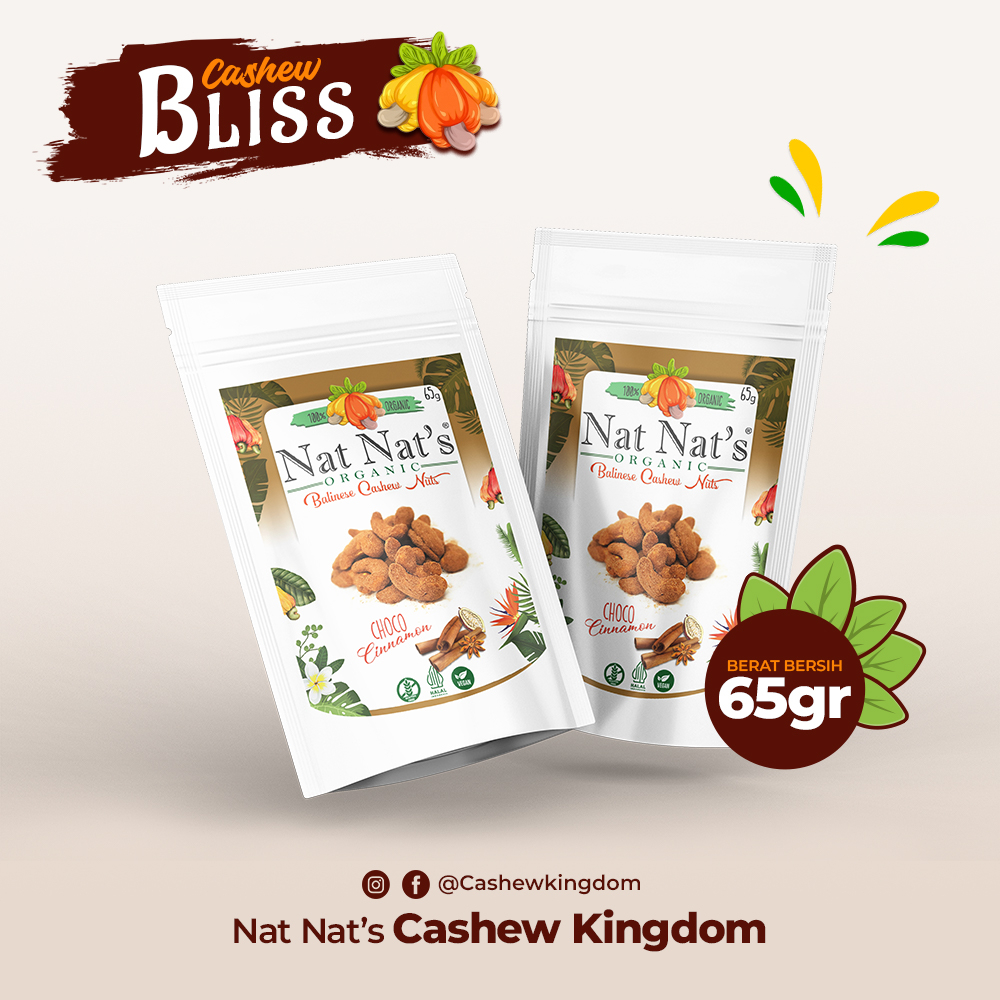 

Nat - Nat's Cashew" - Choco Cinamon 65gr - Cemilan Kacang Mede