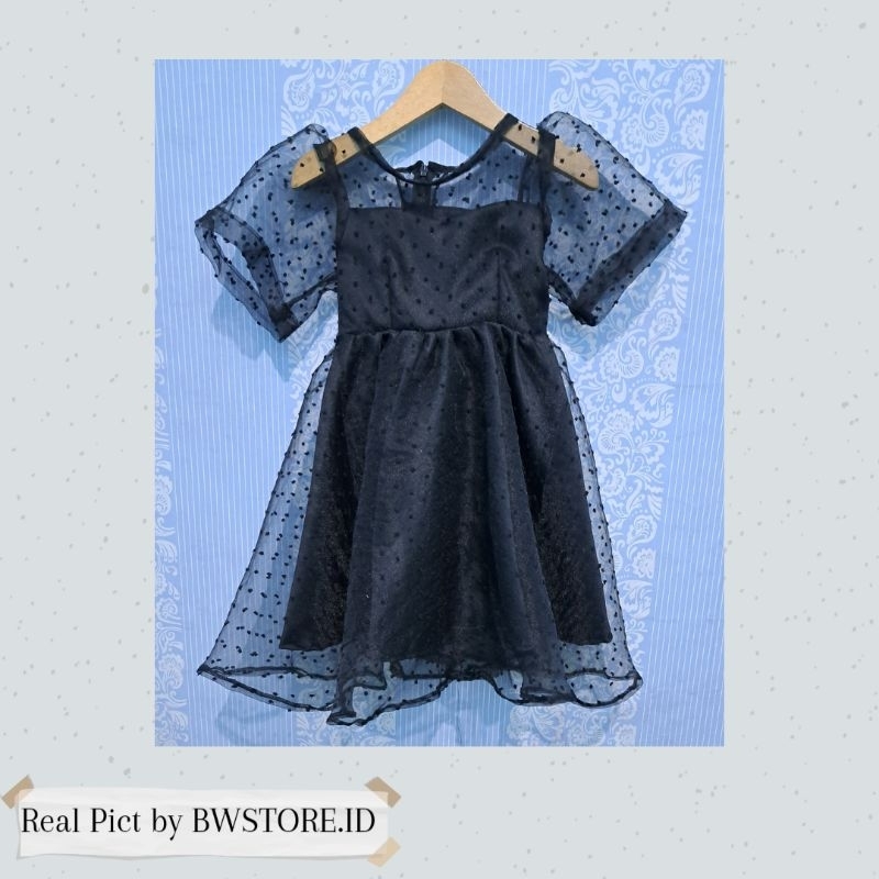 (BISA CUSTOM WARNA)Dress Pesta Anak Perempuan dan Dewasa Perempuan Organza Dot / Baju Pesta Anak Cew